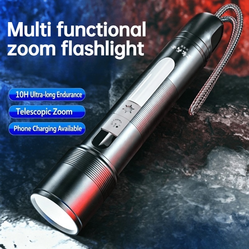 Outdoor Lighting Rechargeable - Wielofunkcyjna latarka LED z regulacją zoomu,