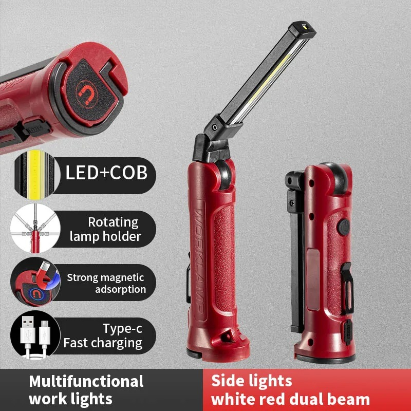 Outdoor Lighting B&Q - Lampa robocza LED COB, ładowalna, składana