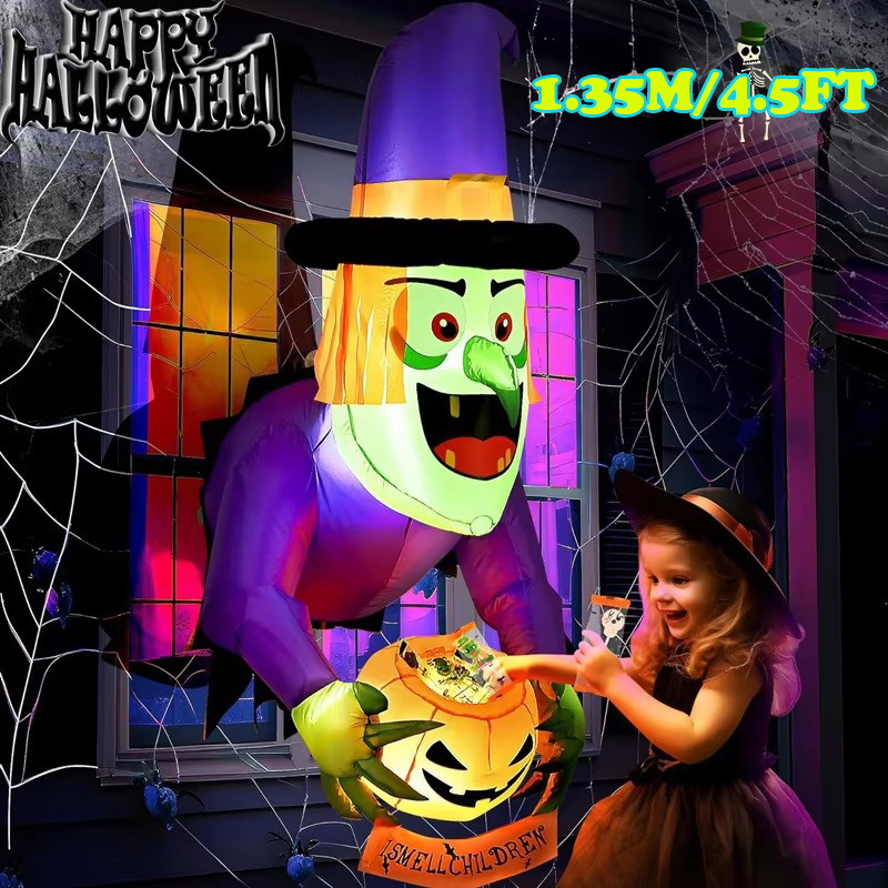 Outdoor Lighting Halloween - 4.5FT/1.35M Halloween Decor nadmuchiwane okno wspinaczka