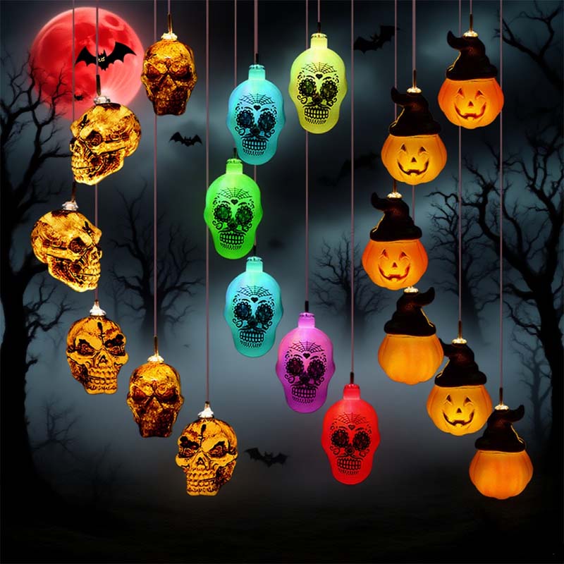 Outdoor Lighting Halloween - Lampki Solarne Halloween Czaszka Duch Sznurowe
