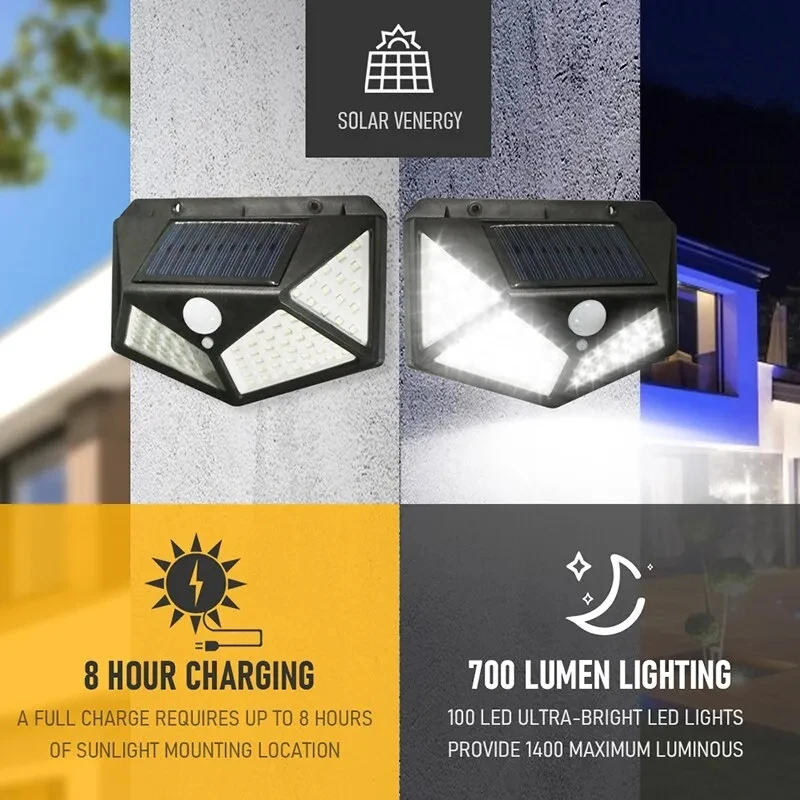 Bollard Light Garden - 100Led Wielofunkcyjna lampa słoneczna Dekoracja ogrodu