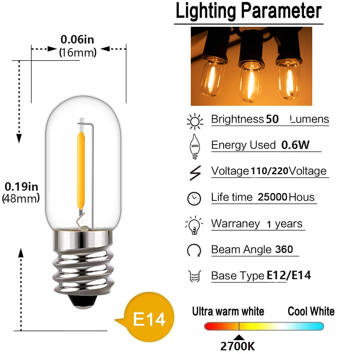 25 szt. Żarówek LED T16 0.6W d – Outdoor Lighting Glass Replacement recenzja i cena